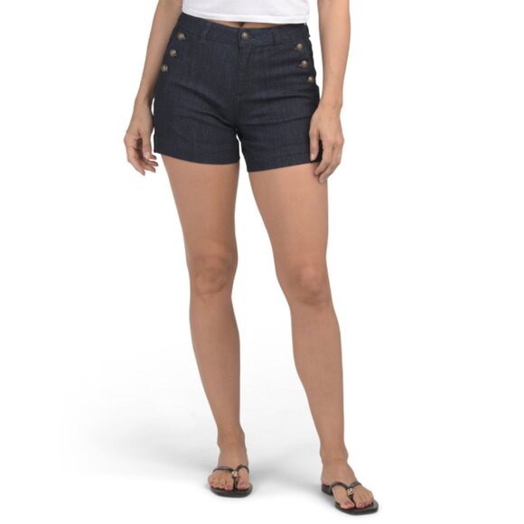 RACHEL ZOE Rinse High Waist Shorts With Sailor Buttons - Picture 1 of 2